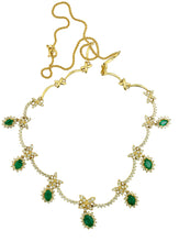 Load image into Gallery viewer, Emerald and diamond necklace mounted in 14kt gold