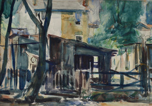 "Back Yards"  watercolor on paper, signed lower right "A P Martino"