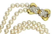 Load image into Gallery viewer, 18 Karat yellow Gold, Double Strand Cultured Pearl and Diamond Necklace, Emis