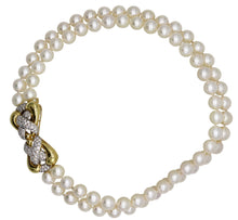 Load image into Gallery viewer, 18 Karat yellow Gold, Double Strand Cultured Pearl and Diamond Necklace, Emis