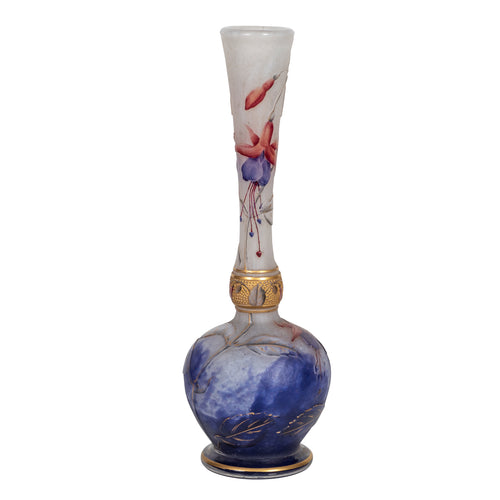 Daum Nancy Cameo and Enamel Glass Vase