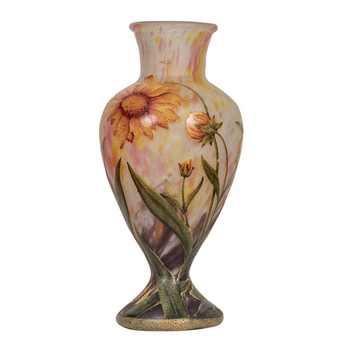 Daum Nancy enameled and internally decorated Glass Vase