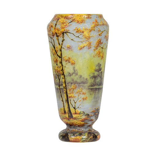 Daum Nancy Cameo and Enamel Glass Vase