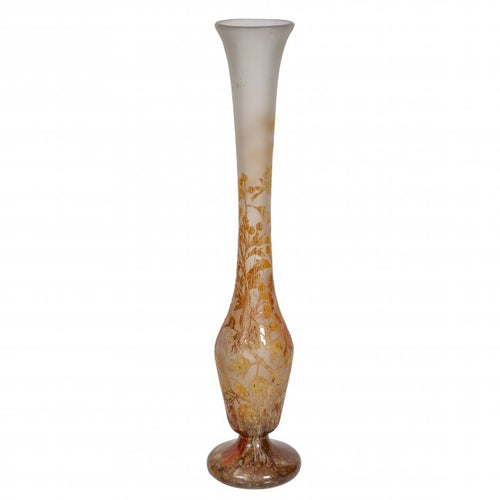 Daum Nancy enamelled and acid etched Glass Vase, 