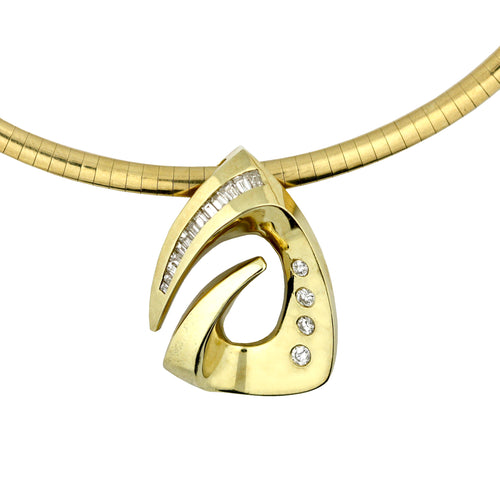 14K Omega and Diamond Pendant