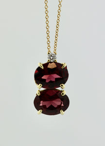 Garnet and Diamond Pendant Necklace