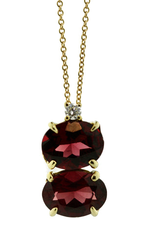 Garnet and Diamond Pendant Necklace