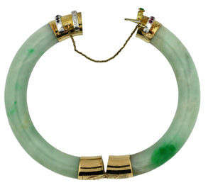 14K Gold and Jade Bangle