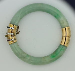 14K Gold and Jade Bangle