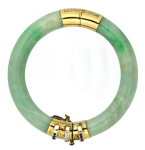 14K Gold and Jade Bangle