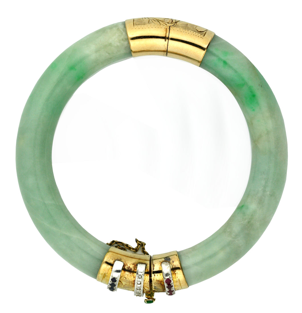 14K Gold and Jade Bangle