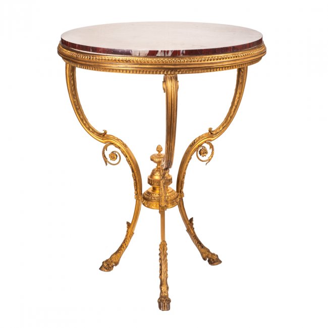 A gilt-bronze and red marble guéridon table