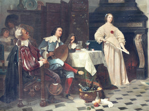 Belgian School, 19th Century Oil on canvas "A musical interlude"