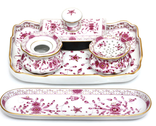 A Meissen five piece porcelain desk set,  German, 20th Century