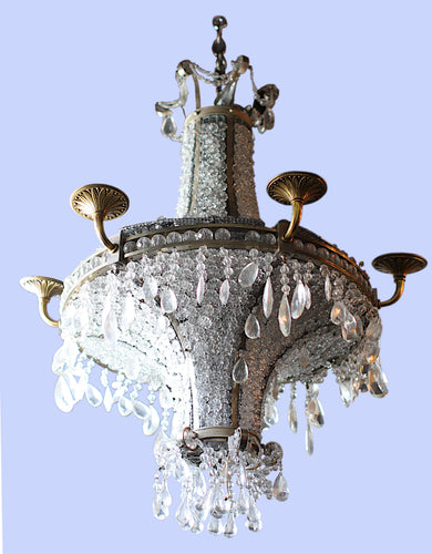 A North European cut-glass six-light chandelier 19th century