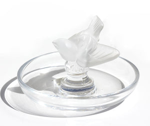 Lalique French Crystal Modern  "Dove" Ring Dish