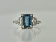 Load image into Gallery viewer, Platinum, Diamond and Aquamarine Ring