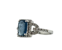 Load image into Gallery viewer, Platinum, Diamond and Aquamarine Ring