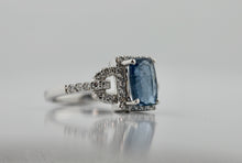 Load image into Gallery viewer, Platinum, Diamond and Aquamarine Ring