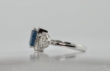 Load image into Gallery viewer, Platinum, Diamond and Aquamarine Ring