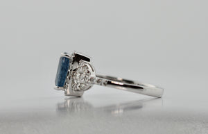 Platinum, Diamond and Aquamarine Ring