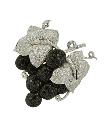 A Mixed Diamond Brooch  Of grape design