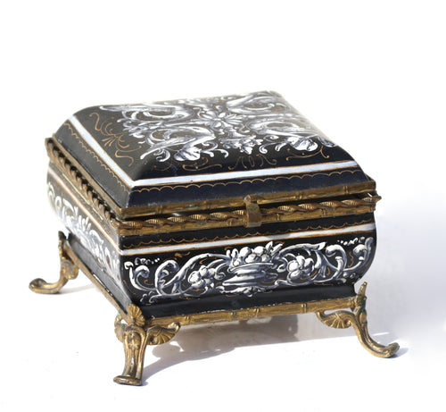 Continental Baroque Style Gilt Bronze Mounted Enamel Box Late 19th Century