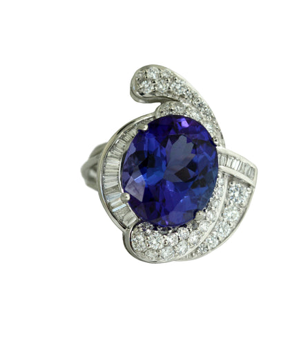 Platinum, Tanzanite and Diamond Ring