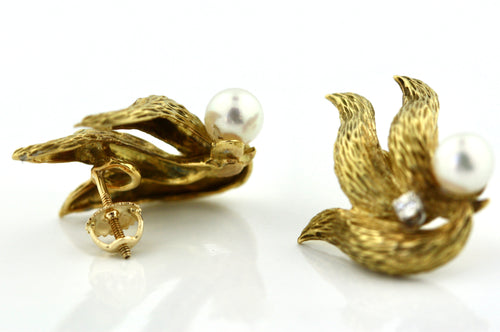 Cultured Pearl and Diamond Earrings