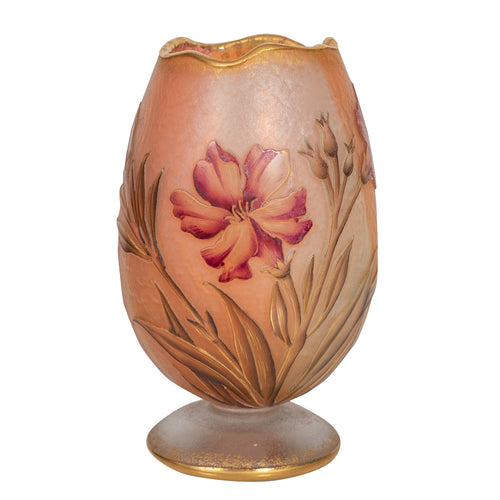 Daum Nancy Cameo and Enamel Glass Vase