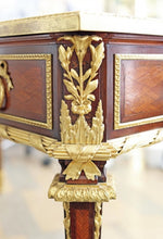 Load image into Gallery viewer, FINE LOUIS XVI STYLE TULIPWOOD AND FRUITWOOD MARQUETRY  MAHOGANY BUREAU PLAT